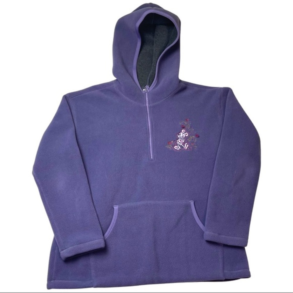 Vintage | 90’s Disney Store Mickey Mouse Purple Half Zip Fleece Hoodie | XL